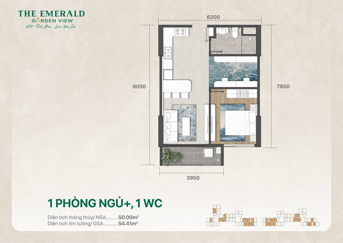 Thiết Kế Căn Hộ 1 Pn+ 1 Wc The Emerald Garden View