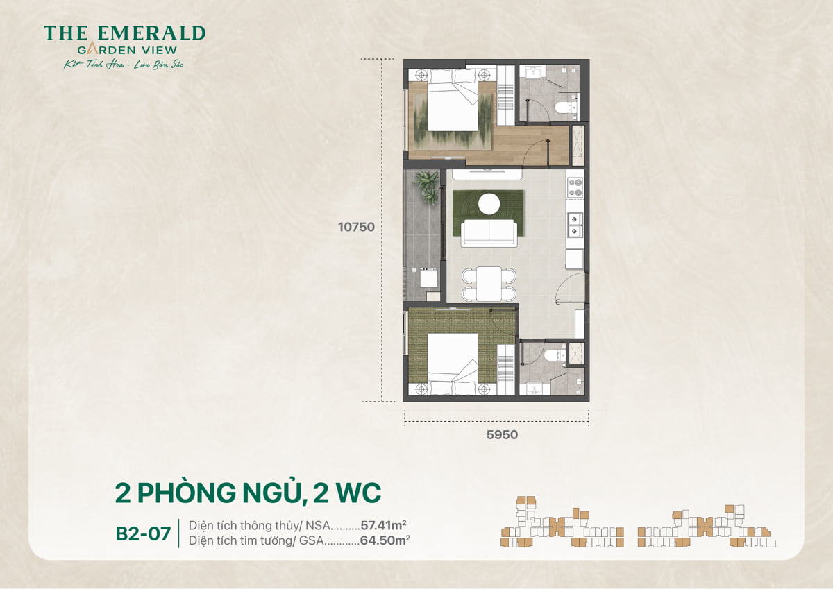Thiết Kế Căn Hộ 2 Pn 2 Wc The Emerald Garden View B2 07